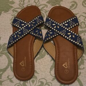 Blue Studded Women's Sandals